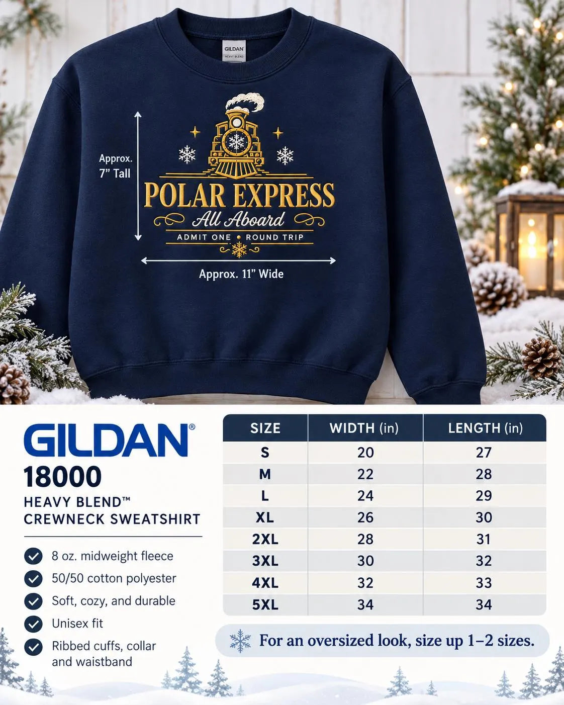 Polar Express Sweatshirt Embroidered Christmas Train Crewneck Cozy Holiday Pullover Gift