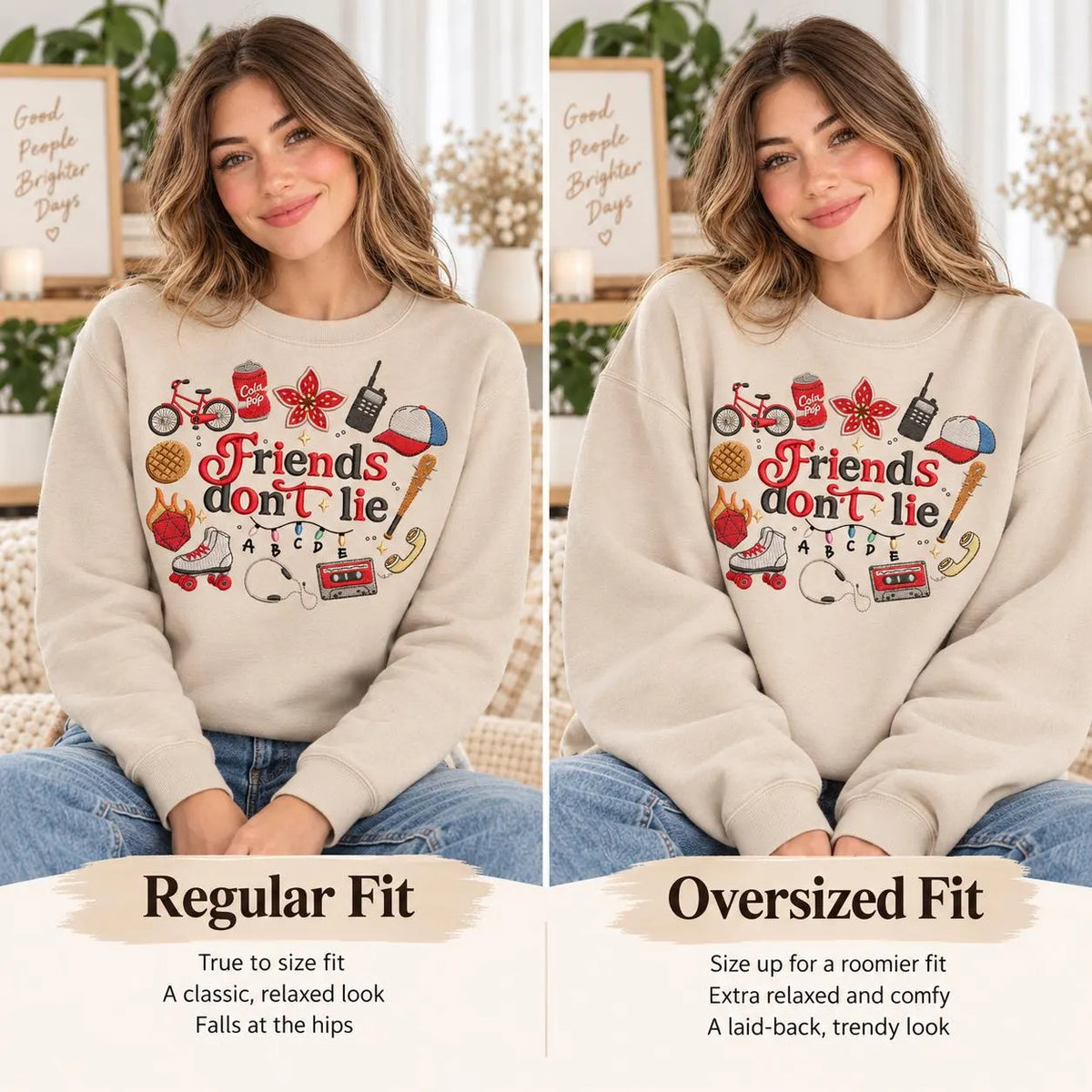 Friends Don't Lie Stranger Things Inspired Sweatshirt Retro 80s Supernatural Crewneck Cozy Fandom Pullover Geeky Gift