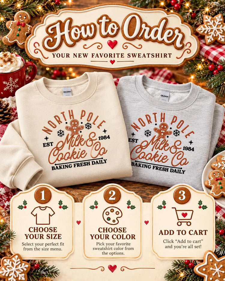 Embroidered North Pole Bakery Sweatshirt: Gingerbread, Snowflakes