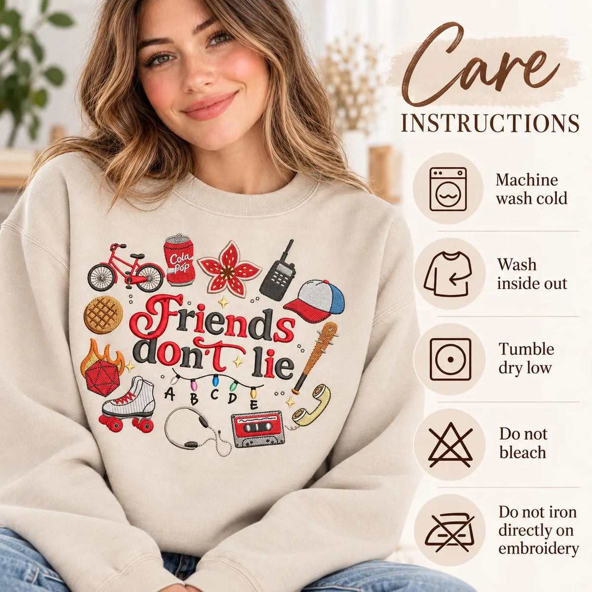 Friends Don't Lie Stranger Things Inspired Sweatshirt Retro 80s Supernatural Crewneck Cozy Fandom Pullover Geeky Gift