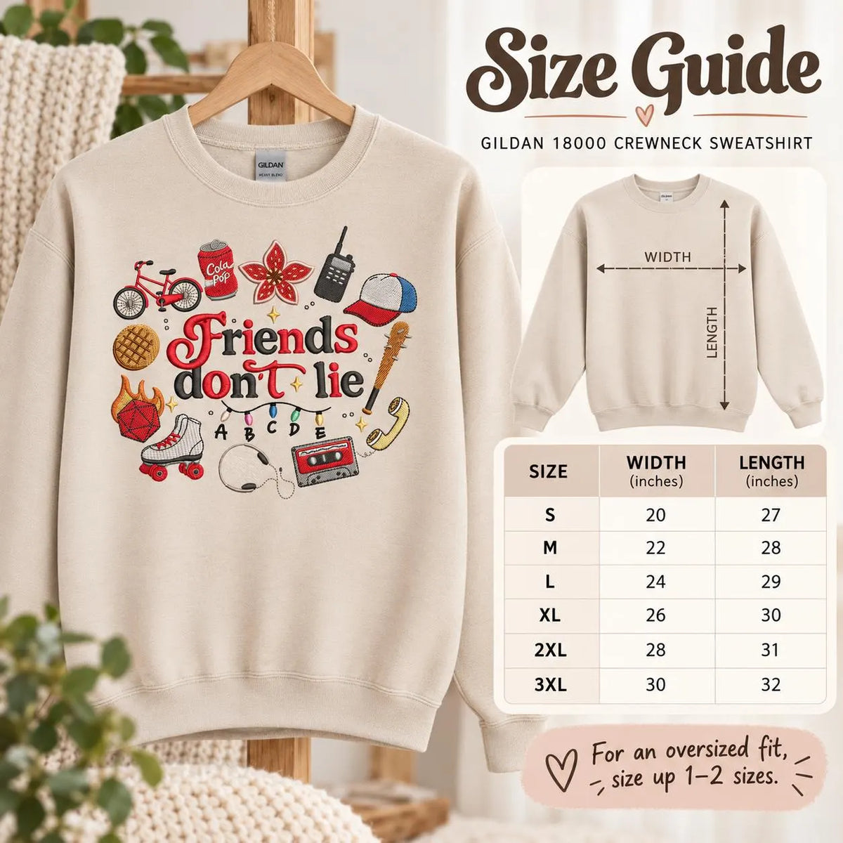 Friends Don't Lie Stranger Things Inspired Sweatshirt Retro 80s Supernatural Crewneck Cozy Fandom Pullover Geeky Gift