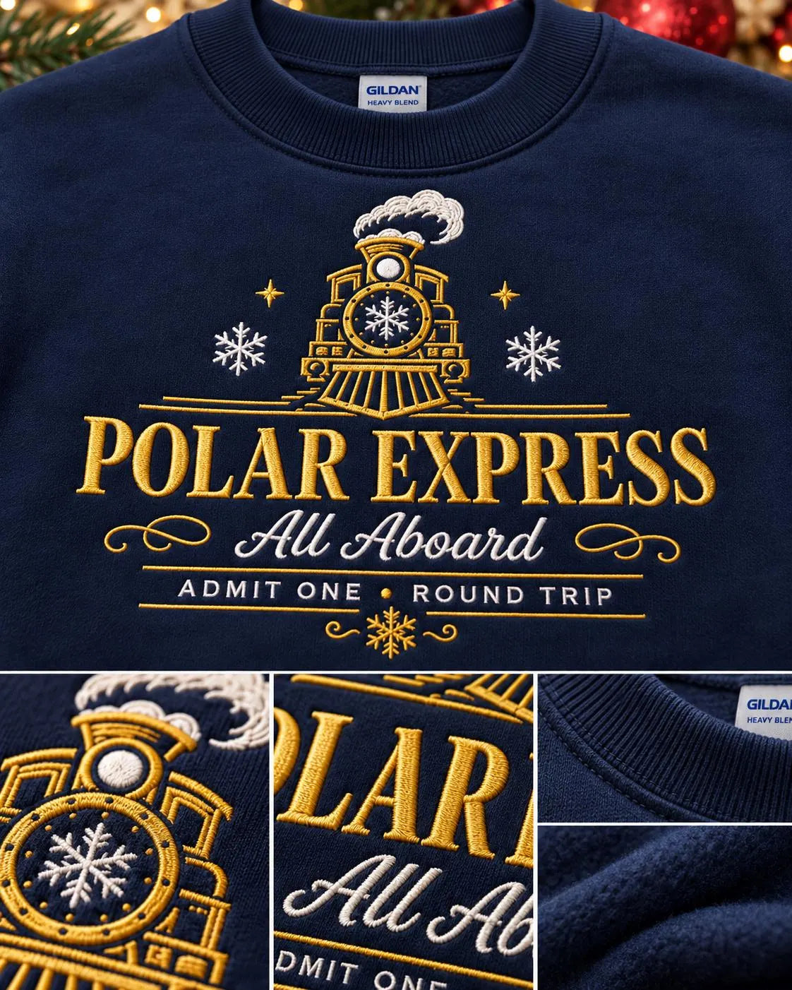 Polar Express Sweatshirt Embroidered Christmas Train Crewneck Cozy Holiday Pullover Gift