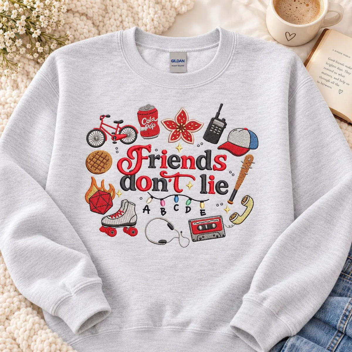 Friends Don't Lie Stranger Things Inspired Sweatshirt Retro 80s Supernatural Crewneck Cozy Fandom Pullover Geeky Gift