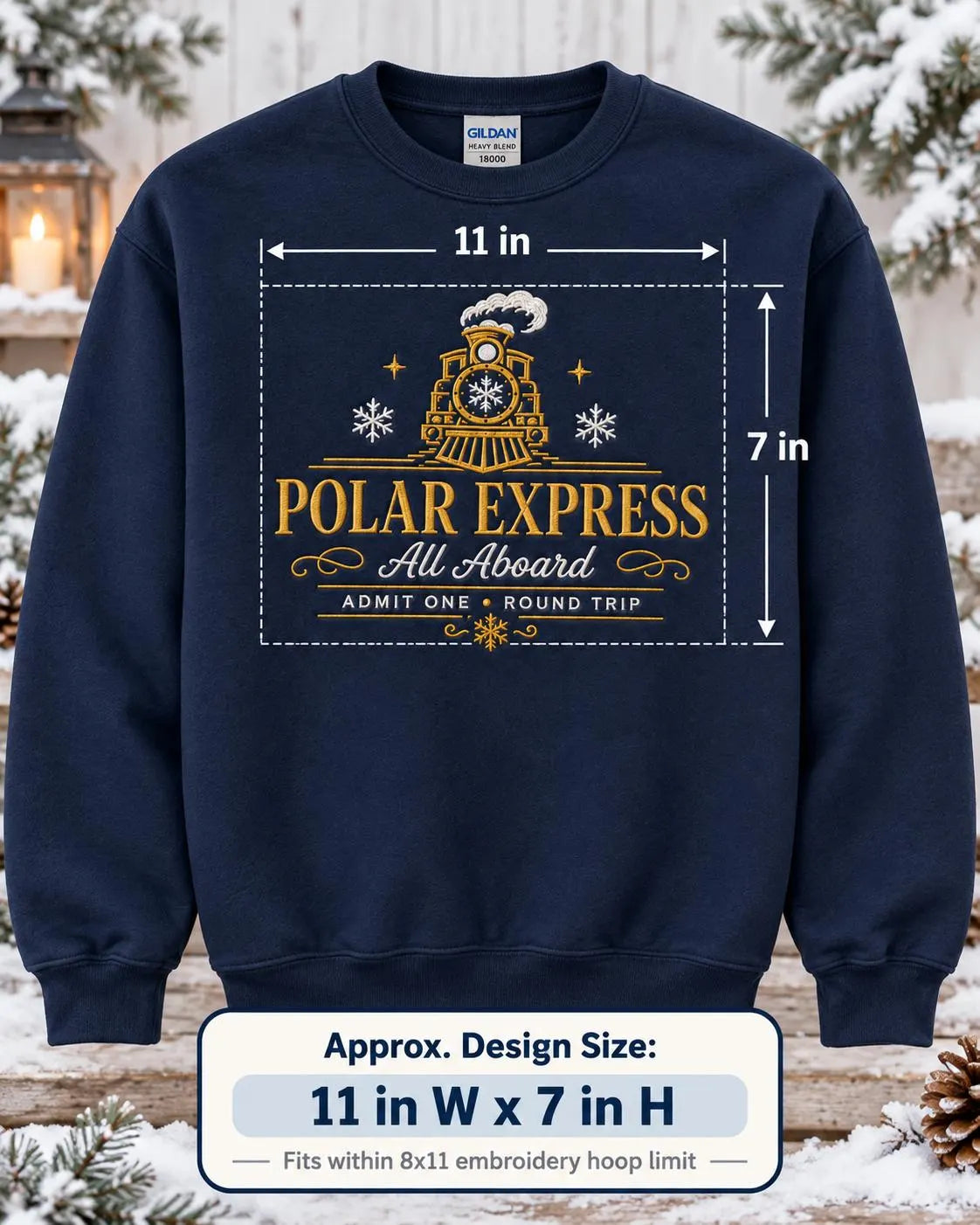 Polar Express Sweatshirt Embroidered Christmas Train Crewneck Cozy Holiday Pullover Gift