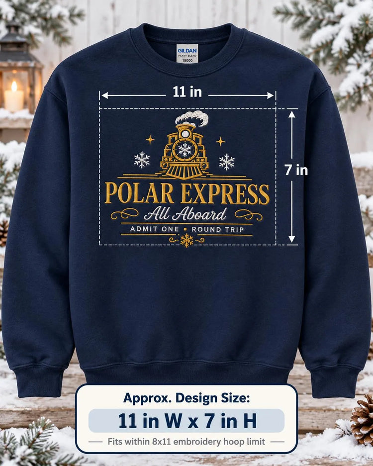 Polar Express Sweatshirt Embroidered Christmas Train Crewneck Cozy Holiday Pullover Gift