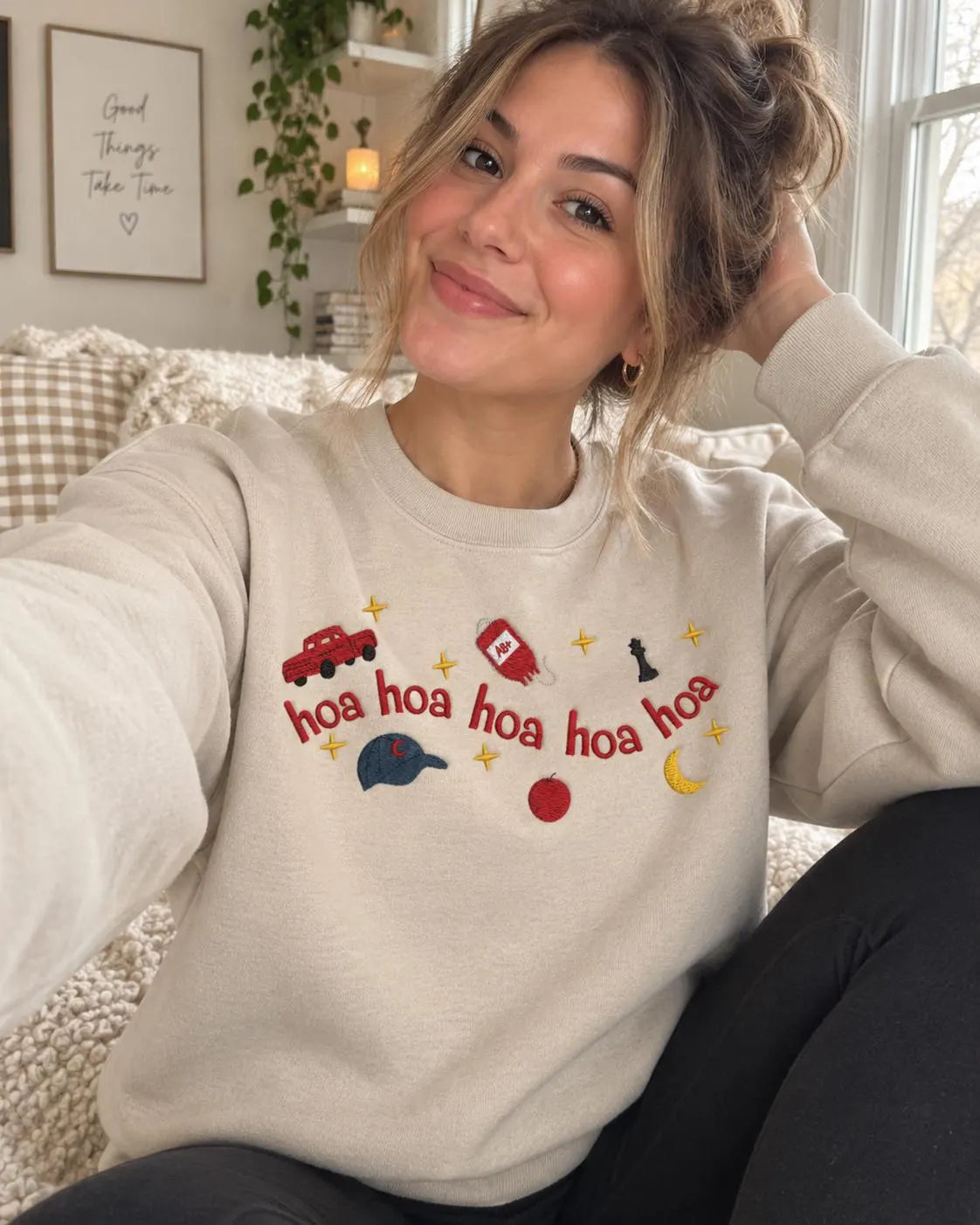 Hoa Hoa Hoa Embroidered Sweatshirt Twilight Inspired Crewneck Forks Vampire Fall Gift