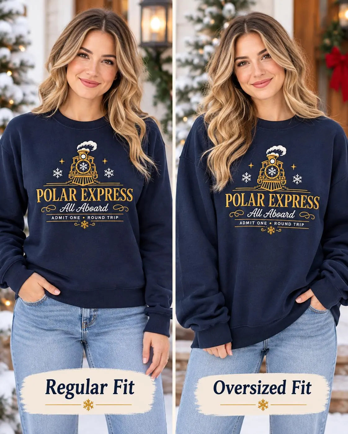 Polar Express Sweatshirt Embroidered Christmas Train Crewneck Cozy Holiday Pullover Gift
