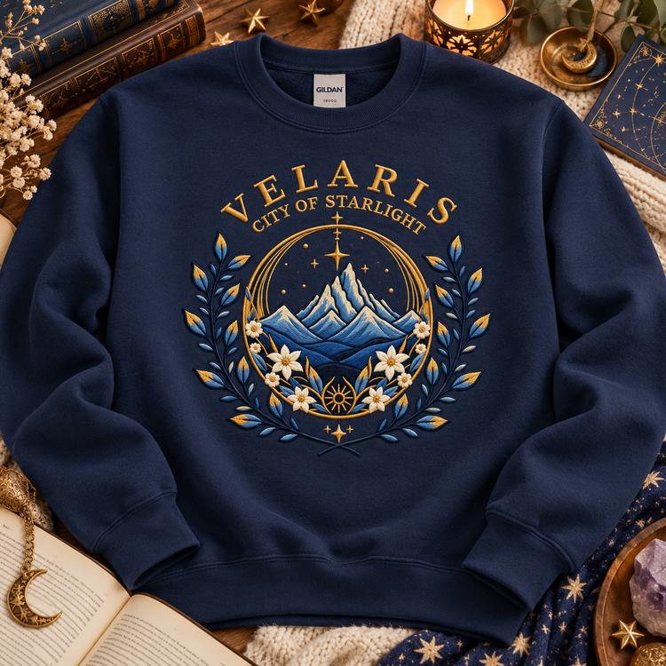 Velaris Sweatshirt Embroidered City of Starlight Crewneck ACOTAR Bookish Gift Night Court Pullover