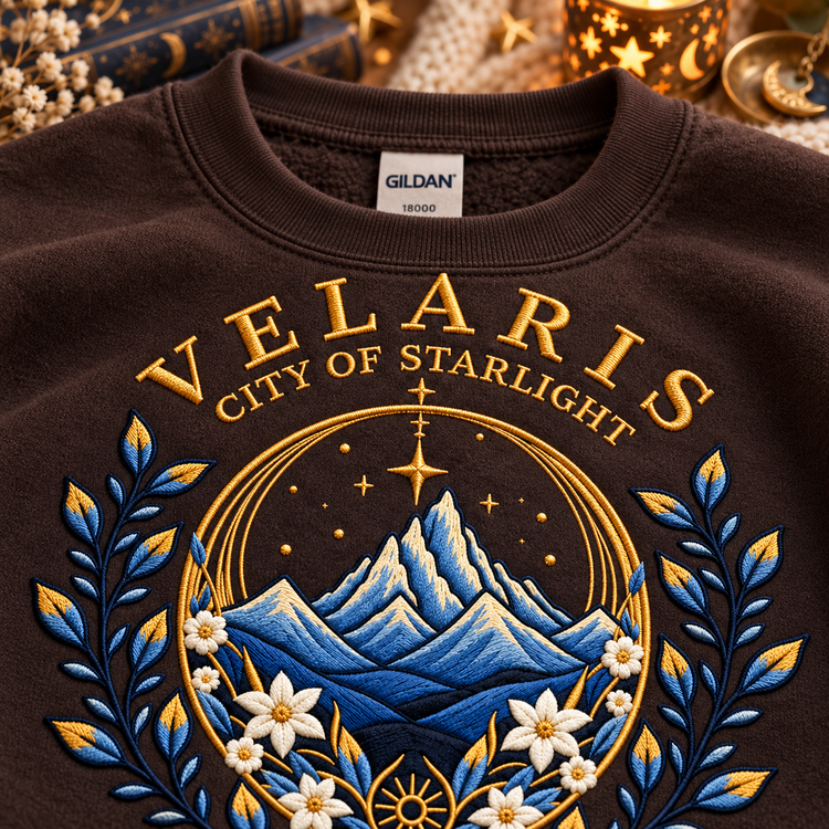 Velaris Sweatshirt Embroidered City of Starlight Crewneck ACOTAR Bookish Gift Night Court Pullover