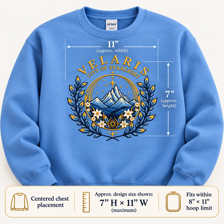 Velaris Sweatshirt Embroidered City of Starlight Crewneck ACOTAR Bookish Gift Night Court Pullover