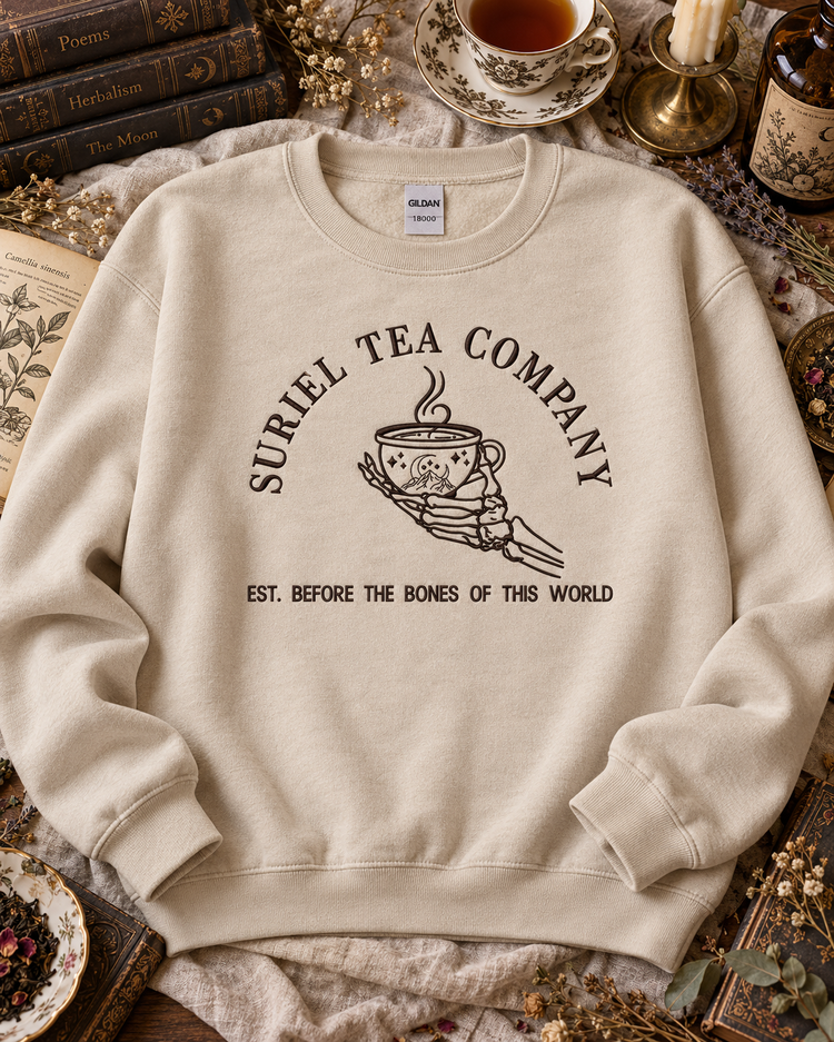 Suriel Tea Company Sweatshirt Embroidered ACOTAR Crewneck Bookish Romantasy Reader Gift