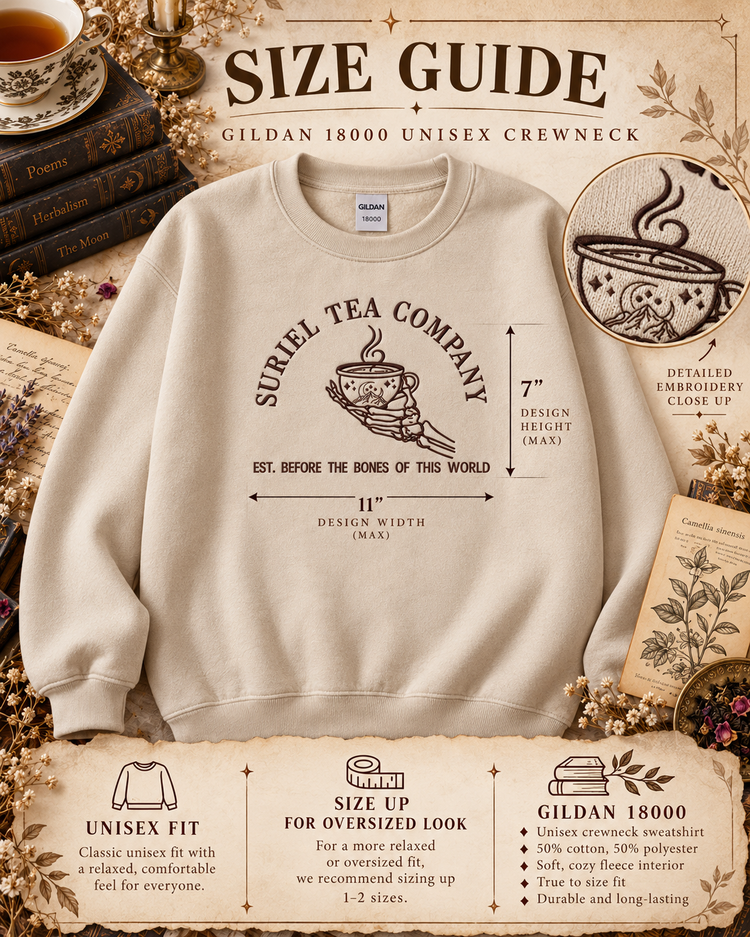 Suriel Tea Company Sweatshirt Embroidered ACOTAR Crewneck Bookish Romantasy Reader Gift