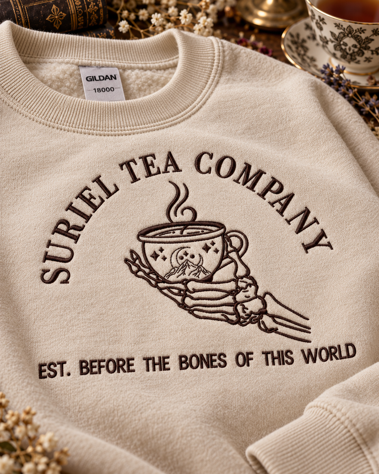 Suriel Tea Company Sweatshirt Embroidered ACOTAR Crewneck Bookish Romantasy Reader Gift