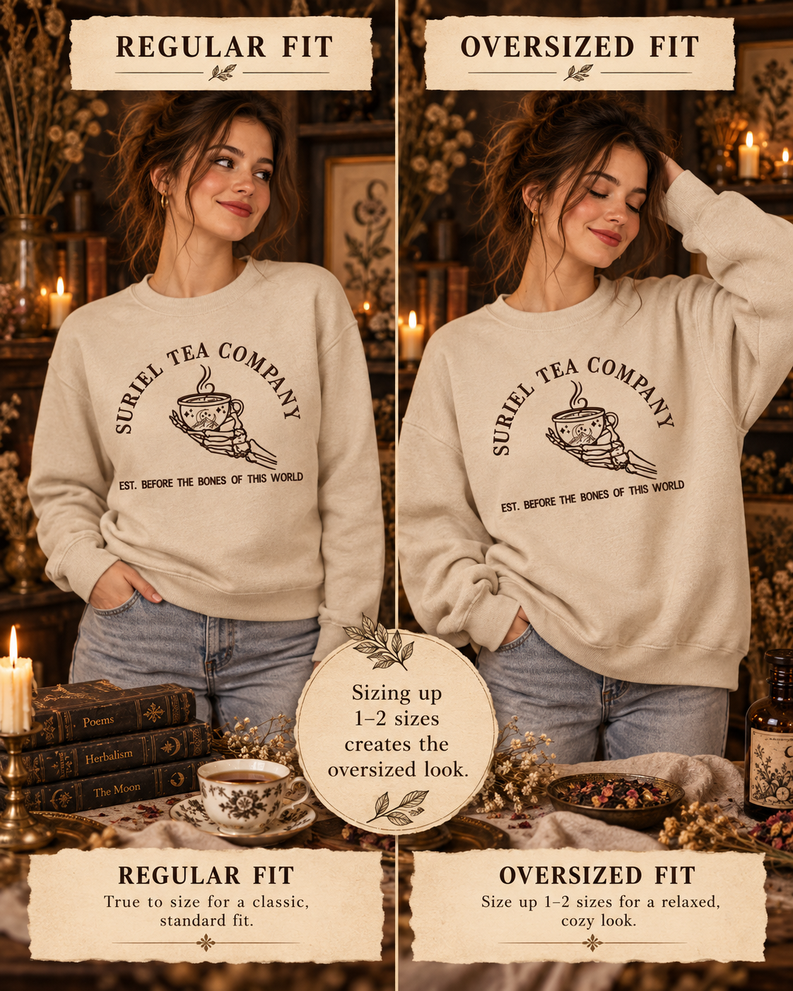 Suriel Tea Company Sweatshirt Embroidered ACOTAR Crewneck Bookish Romantasy Reader Gift