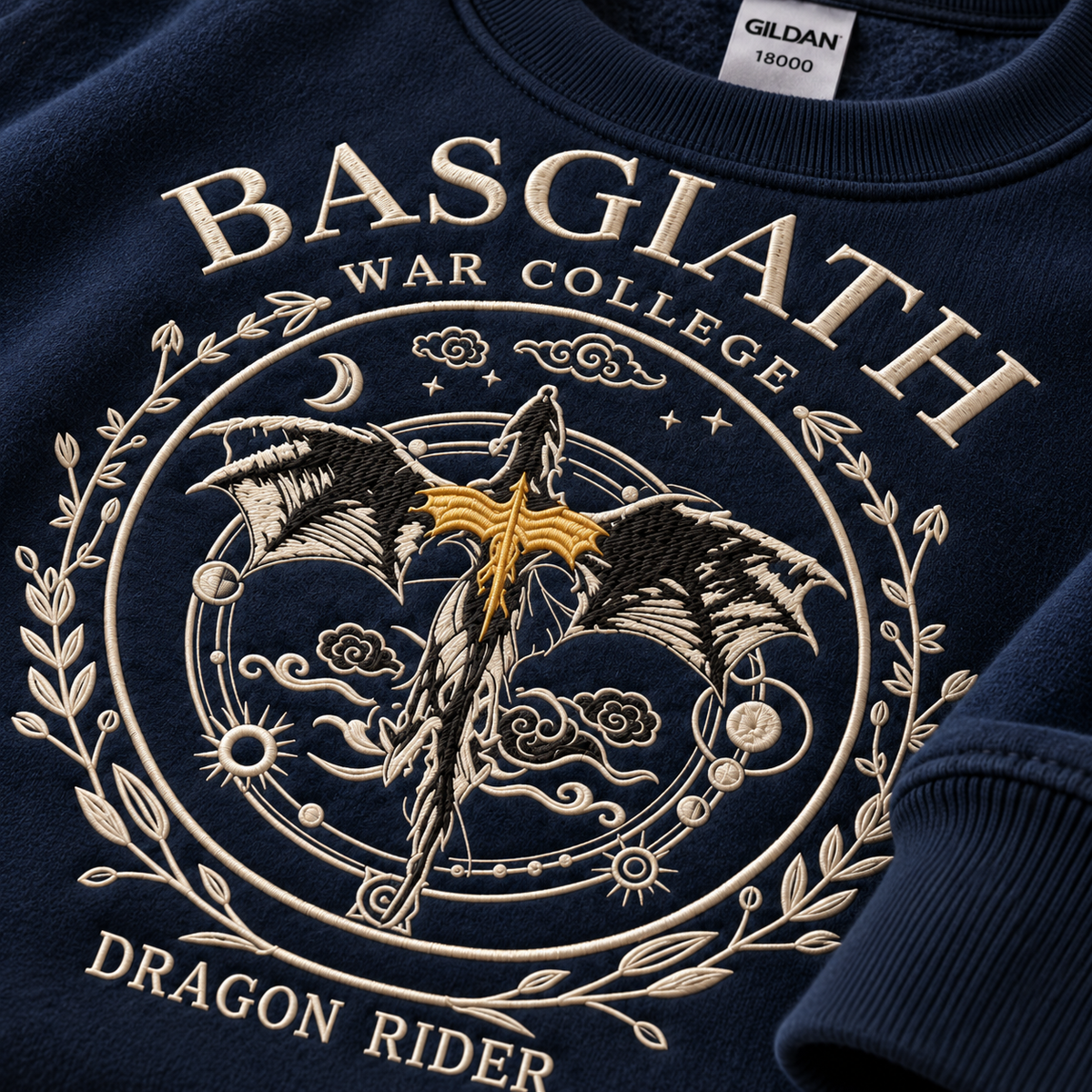 Sudadera de cuello redondo del Colegio de Guerra de Basgiath con dragón bordado, regalo para lectores de Alas de sangre