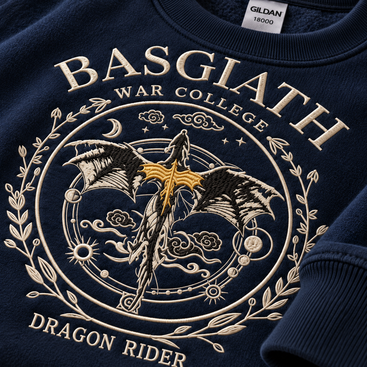 Sudadera de cuello redondo del Colegio de Guerra de Basgiath con dragón bordado, regalo para lectores de Alas de sangre