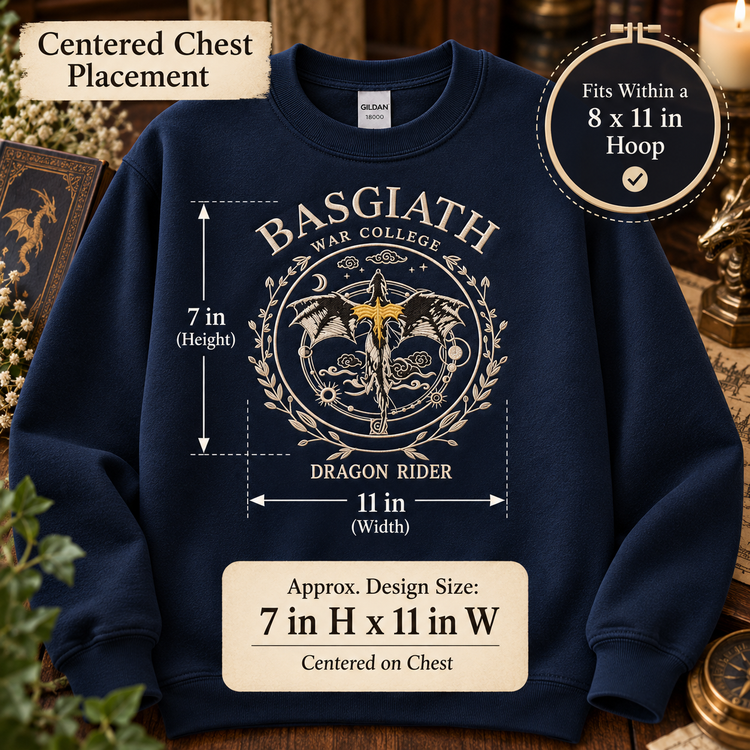 Sudadera de cuello redondo del Colegio de Guerra de Basgiath con dragón bordado, regalo para lectores de Alas de sangre