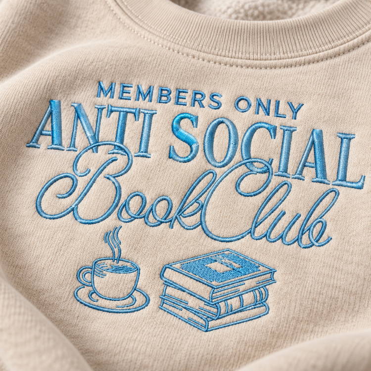 Anti Social Book Club Sweatshirt Embroidered Bookish Crewneck Reader Gift