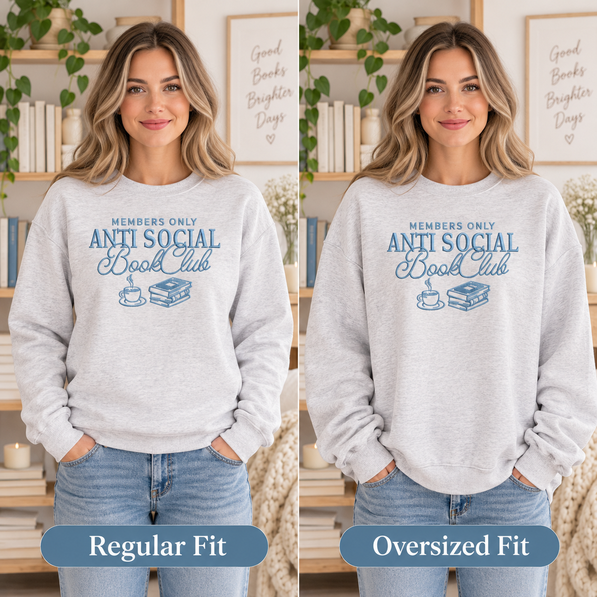 Anti Social Book Club Sweatshirt Embroidered Bookish Crewneck Reader Gift