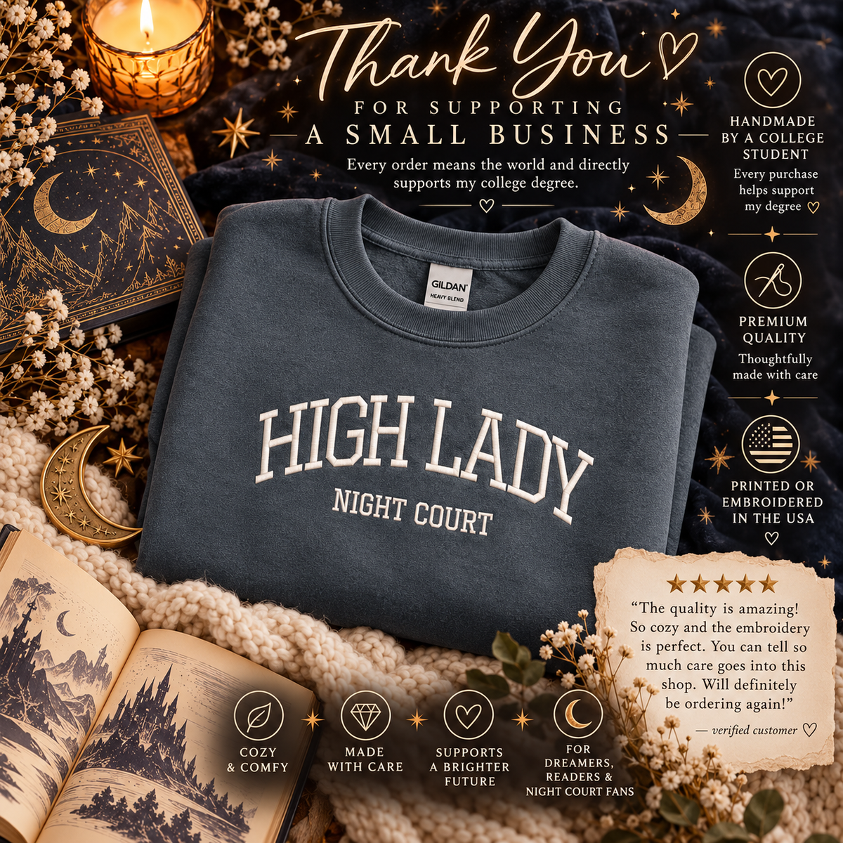 High Lady Night Court Embroidered Sweatshirt