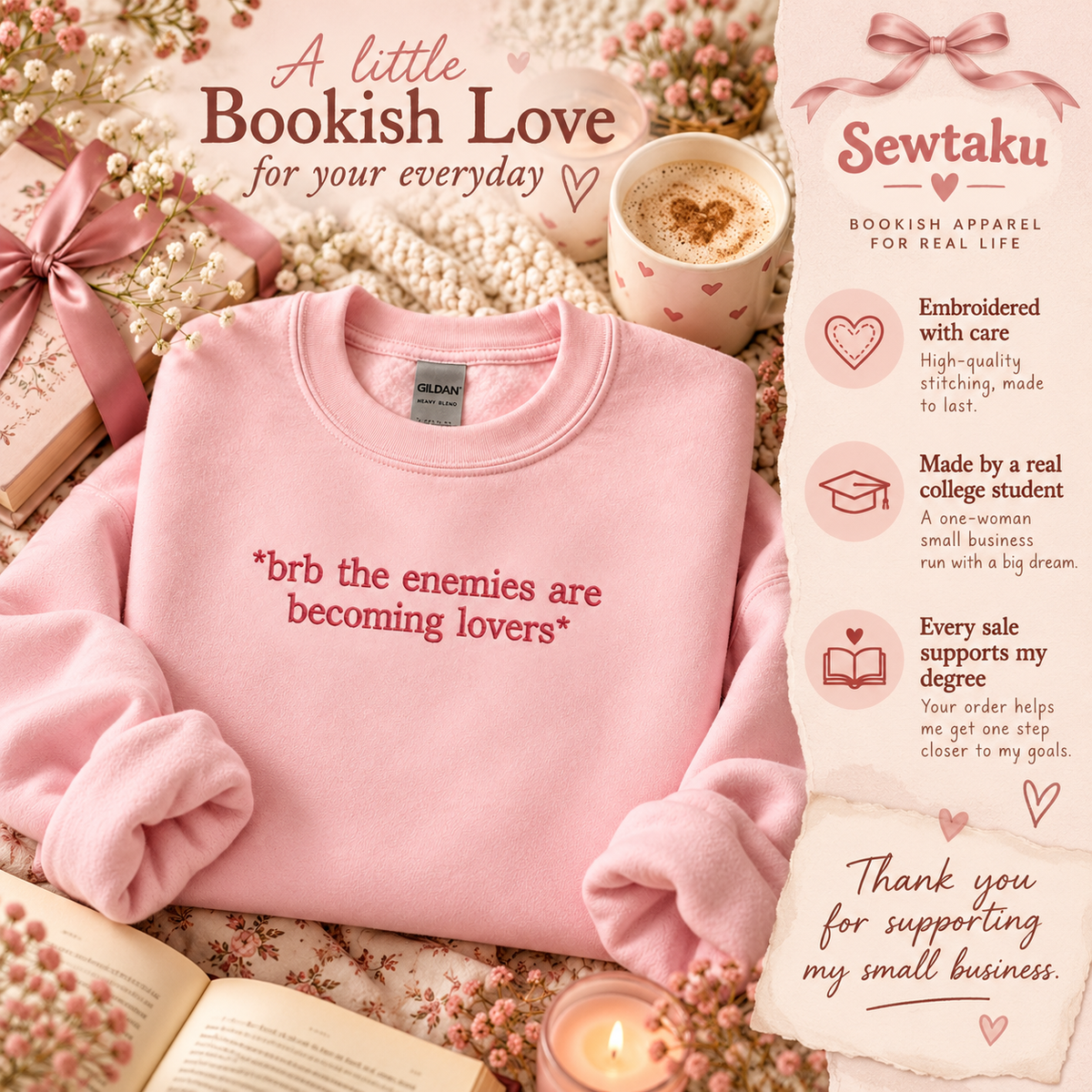 Sudadera bordada de enemigos a amantes