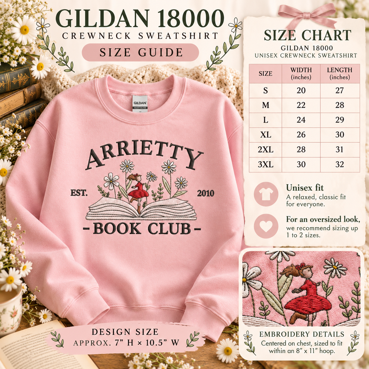 Sudadera bordada del club de lectura de Arrietty