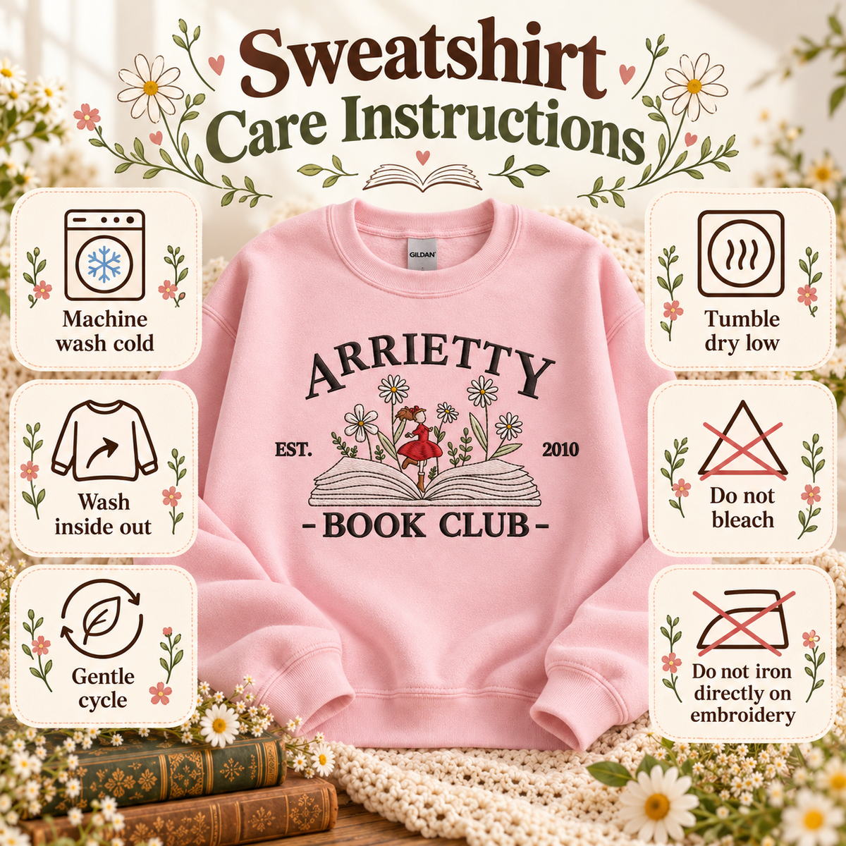 Sudadera bordada del club de lectura de Arrietty