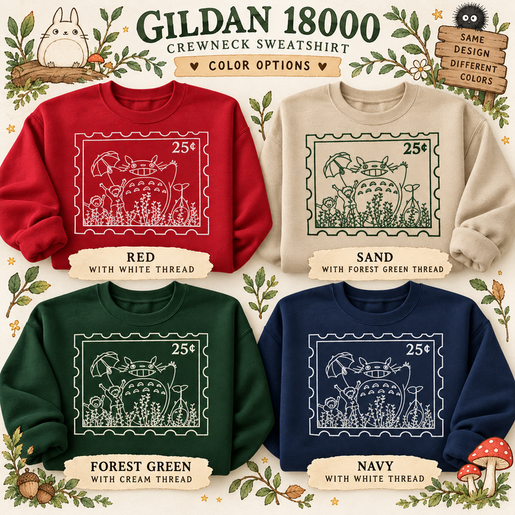 Totoro Stamp Embroidered Sweatshirt