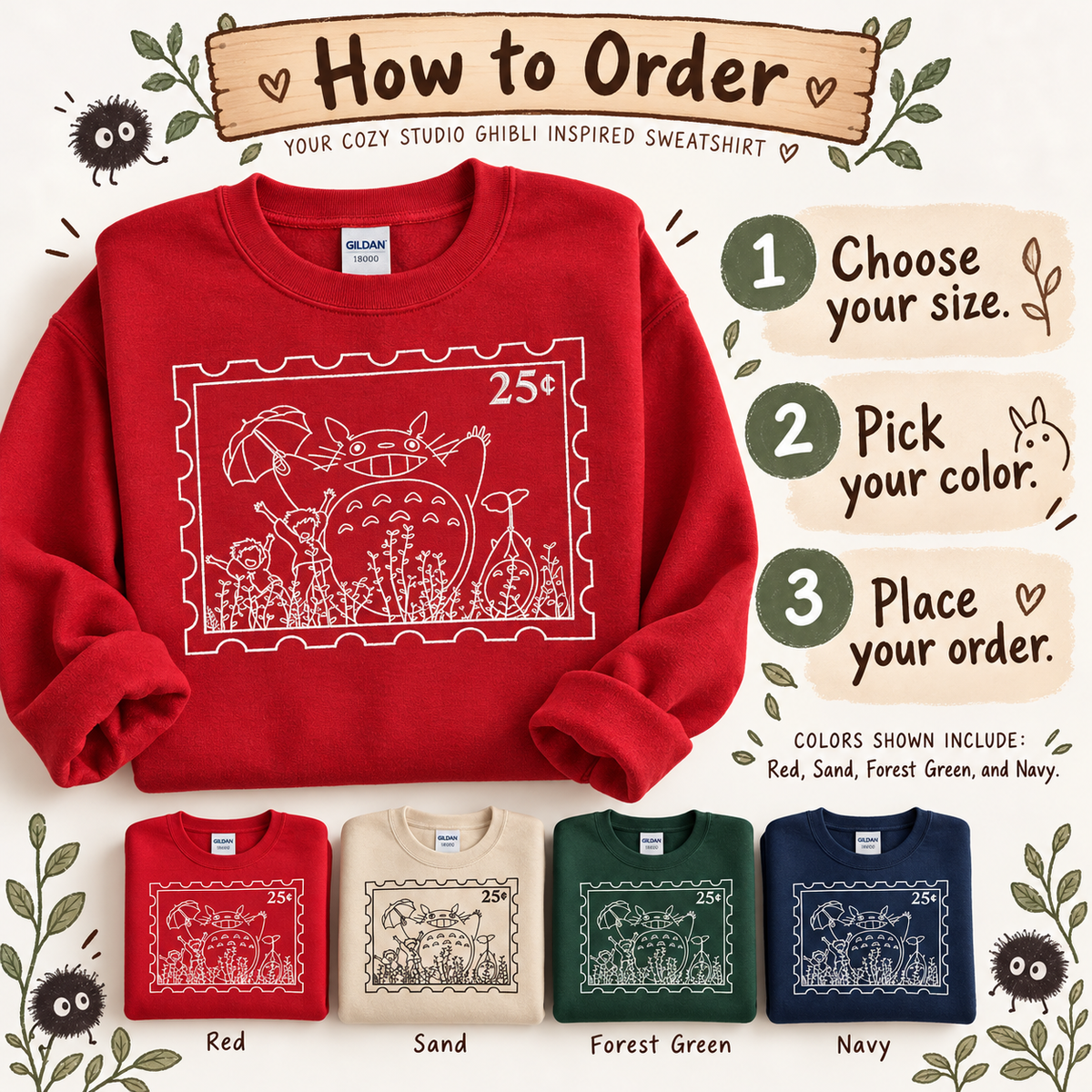 Totoro Stamp Embroidered Sweatshirt