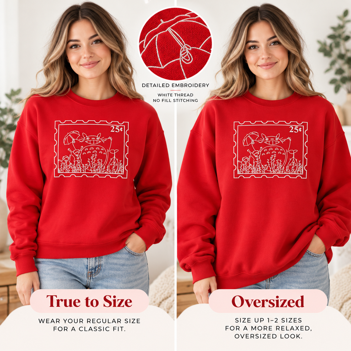 Totoro Stamp Embroidered Sweatshirt