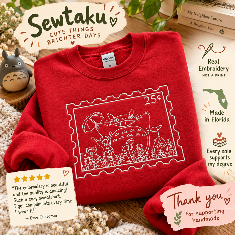 Totoro Stamp Embroidered Sweatshirt