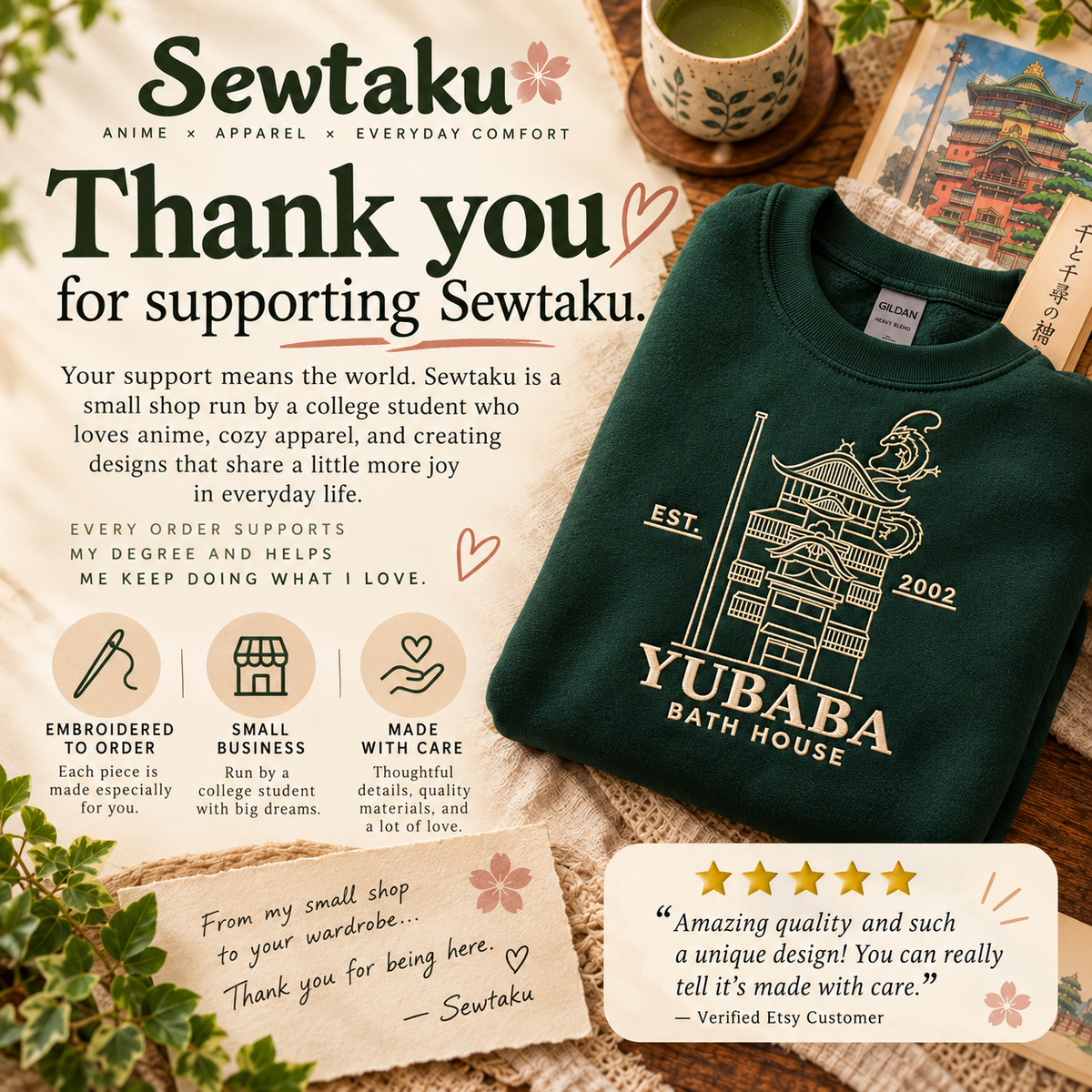 Sudadera bordada de la Casa de Baños de Yubaba de El viaje de Chihiro de Ghibli