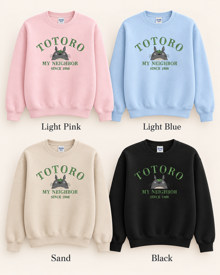 Totoro Embroidered Sweatshirt Cozy Anime Crewneck