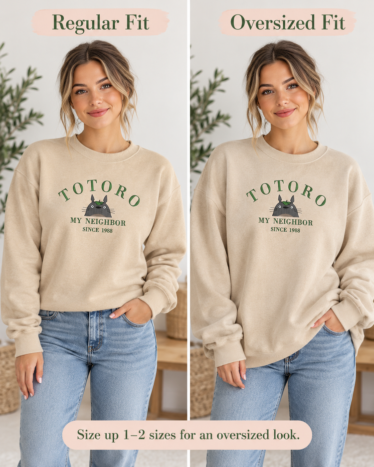 Totoro Embroidered Sweatshirt Cozy Anime Crewneck