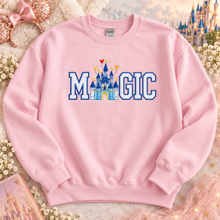 Theme Park Magic Castle Applique Embroidered Sweatshirt