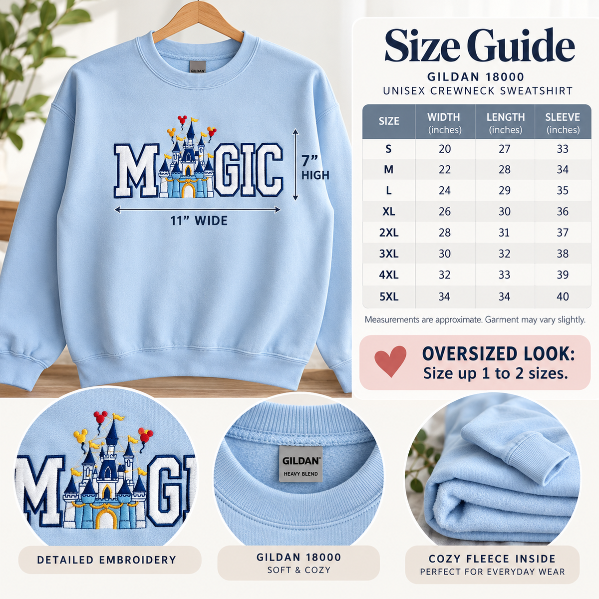 Theme Park Magic Castle Applique Embroidered Sweatshirt
