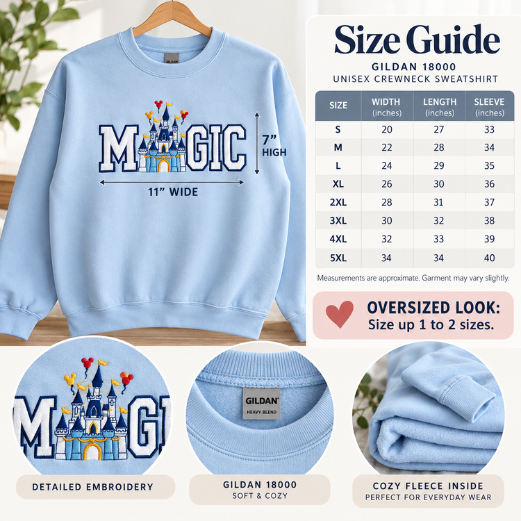 Theme Park Magic Castle Applique Embroidered Sweatshirt