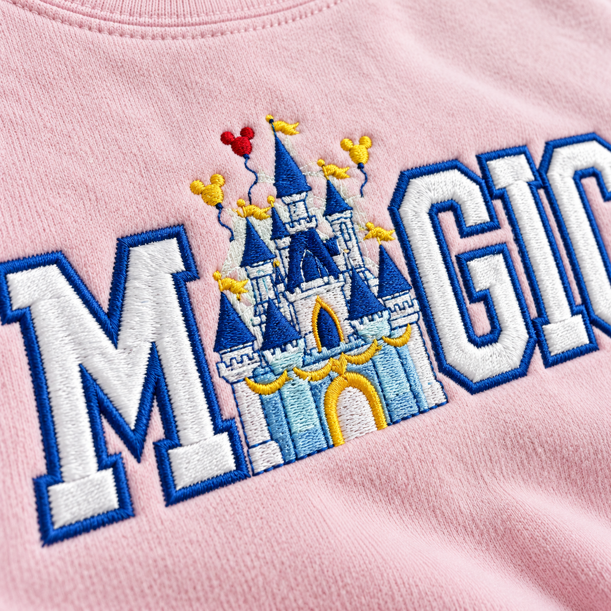 Theme Park Magic Castle Applique Embroidered Sweatshirt
