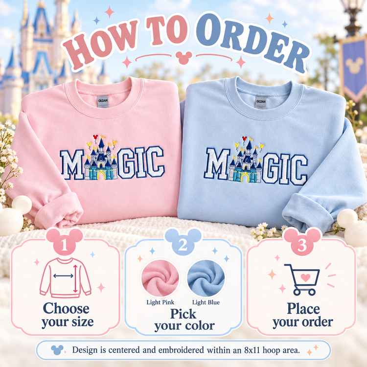 Theme Park Magic Castle Applique Embroidered Sweatshirt