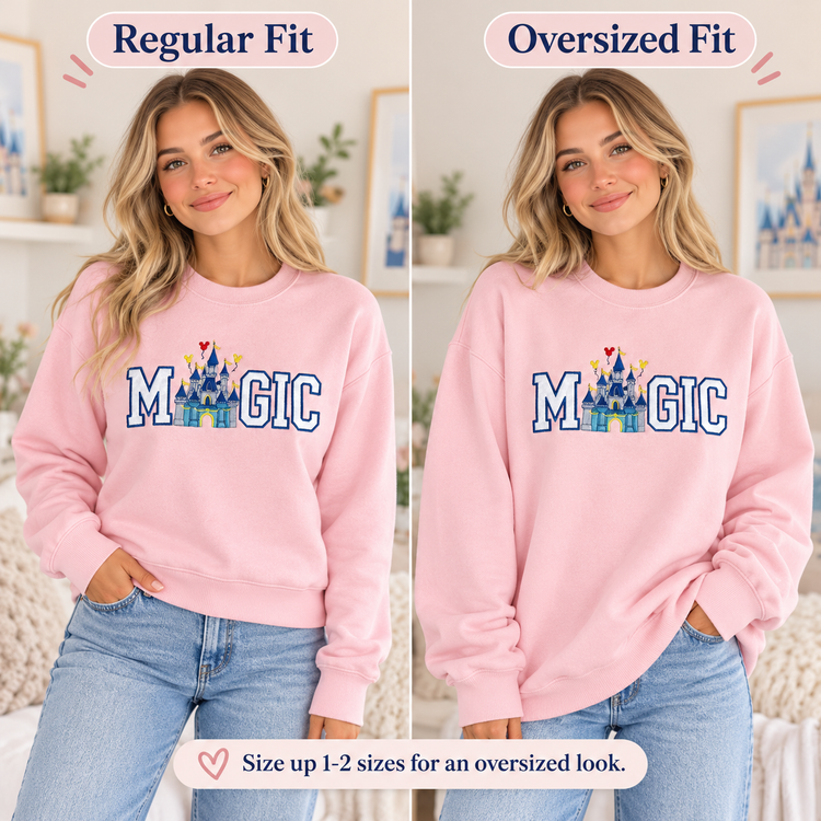 Theme Park Magic Castle Applique Embroidered Sweatshirt