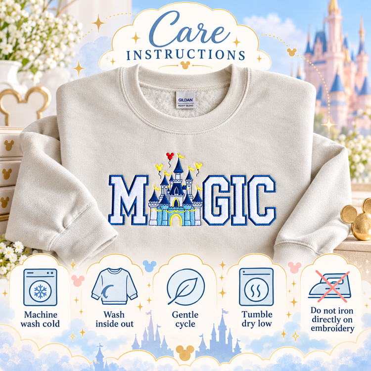 Theme Park Magic Castle Applique Embroidered Sweatshirt