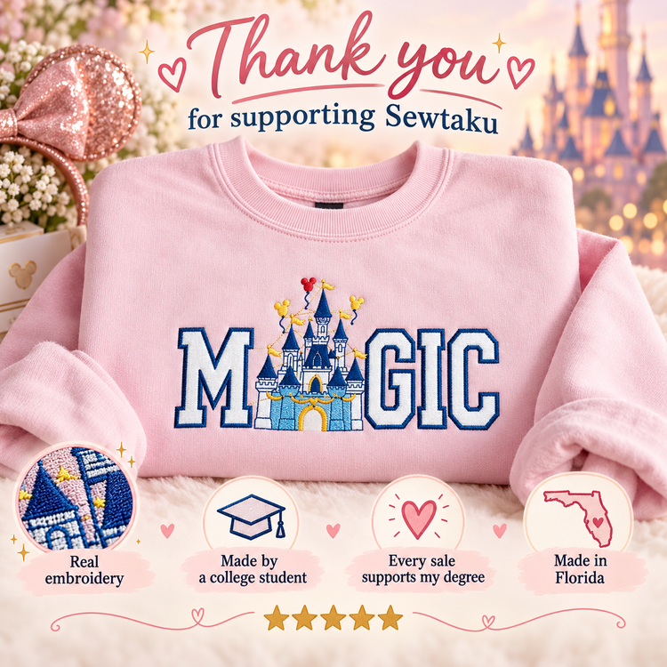 Theme Park Magic Castle Applique Embroidered Sweatshirt