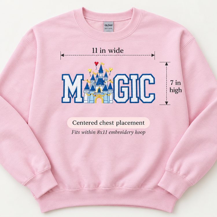 Theme Park Magic Castle Applique Embroidered Sweatshirt