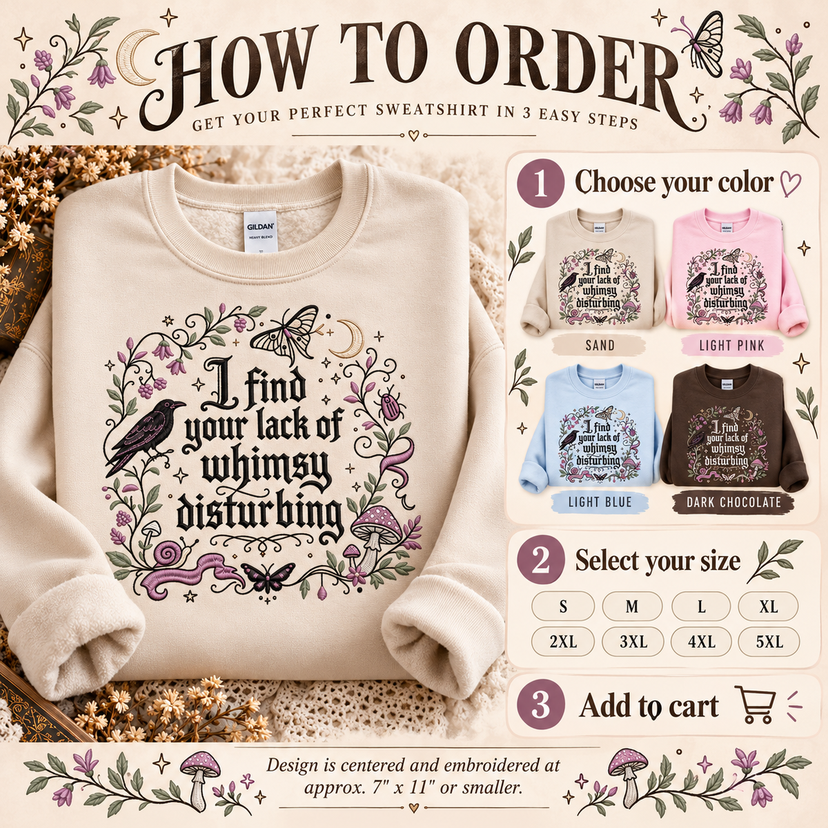 I Find Your Lack of Whimsy Disturbing Embroidered Sweatshirt