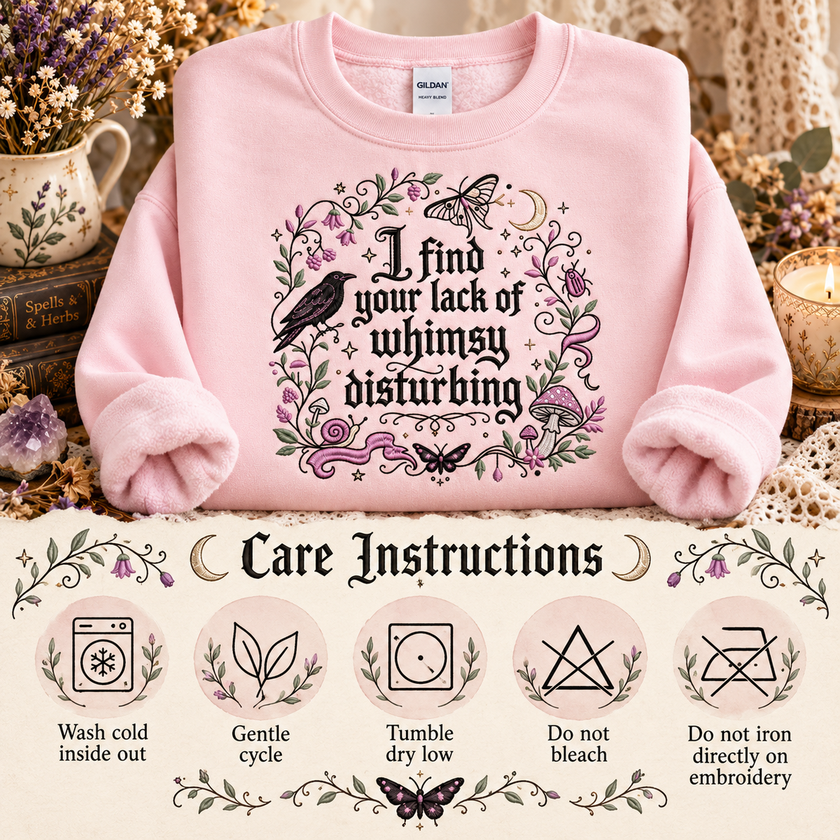 I Find Your Lack of Whimsy Disturbing Embroidered Sweatshirt