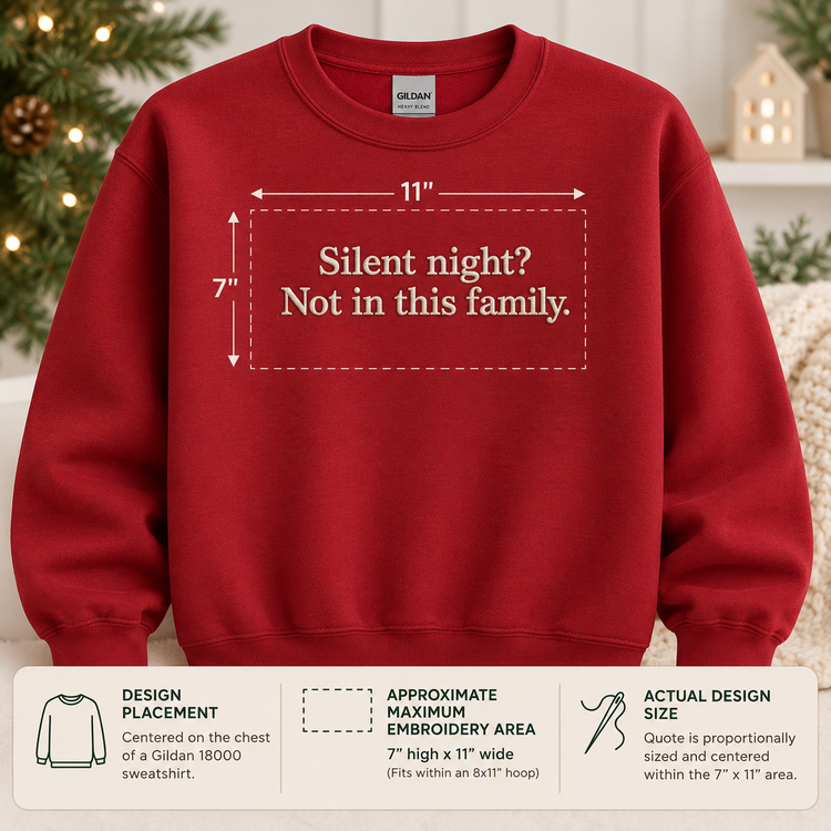 Funny Christmas Embroidered Sweatshirt Silent Night Crewneck