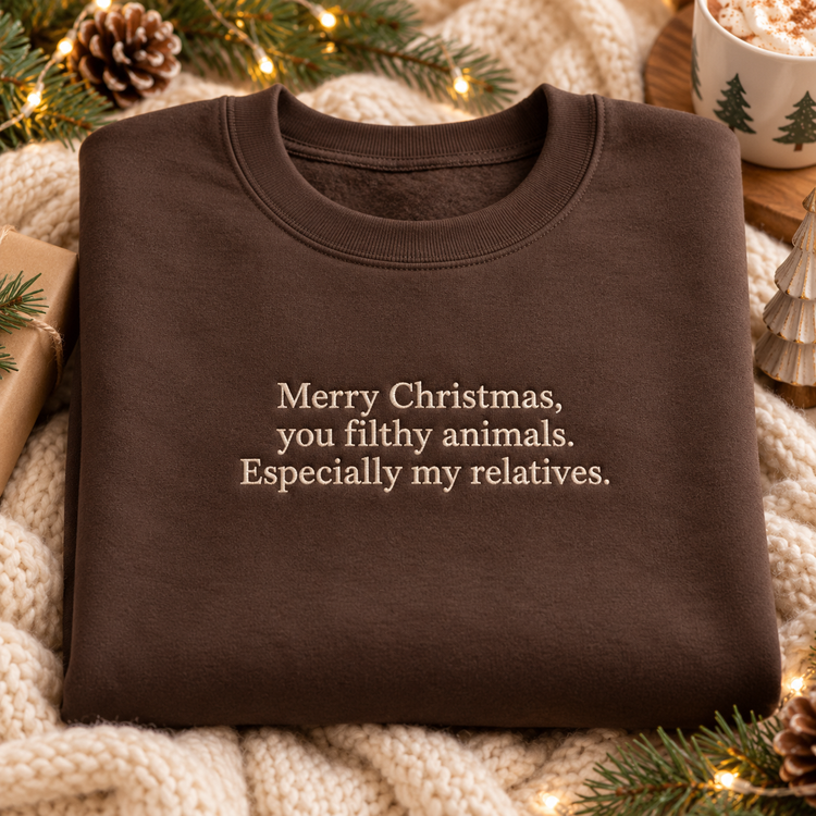 Funny Christmas Embroidered Sweatshirt Family Holiday Crewneck