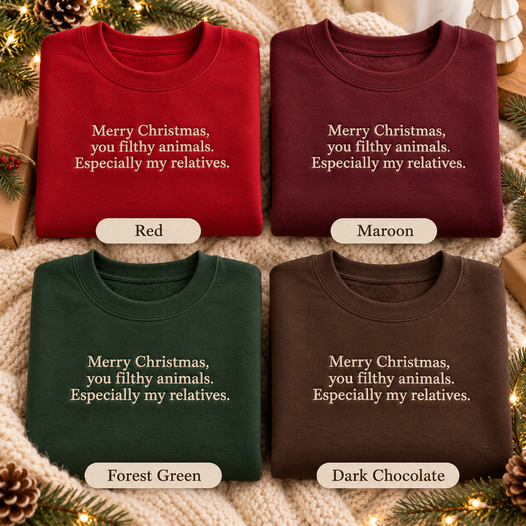 Funny Christmas Embroidered Sweatshirt Family Holiday Crewneck