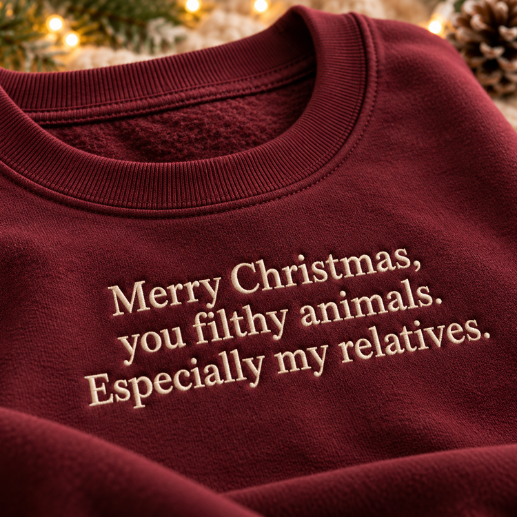 Funny Christmas Embroidered Sweatshirt Family Holiday Crewneck