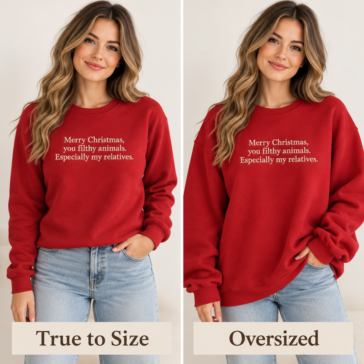 Funny Christmas Embroidered Sweatshirt Family Holiday Crewneck